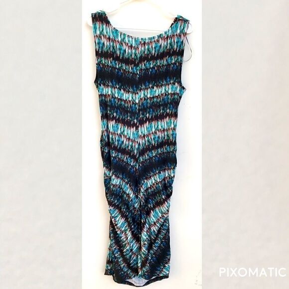Cynthia Rowley XL Teal Tie Dye Ruched Dress - Picture 3 of 11